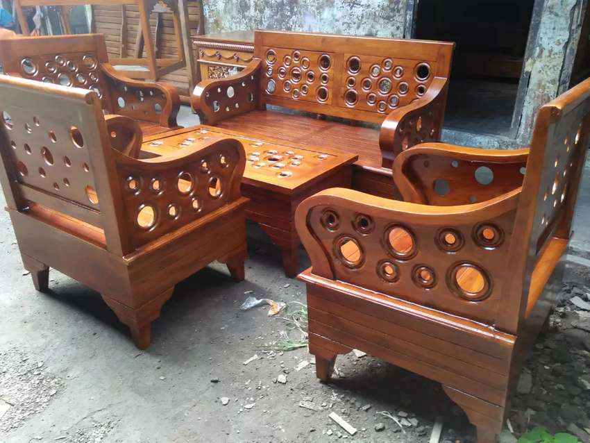 Kursi tamu jati minimalis ukir donat 2111 seat bahan kayu jati berkualitas asli Jepara